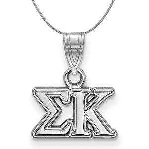 Sterling Silver Sigma Kappa Small Greek Necklace - 16 Inch
